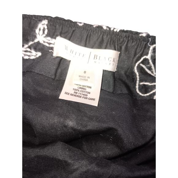 White House Black Market Black Cotton embroidered strapless Dress Sz0 - Picture 5 of 5